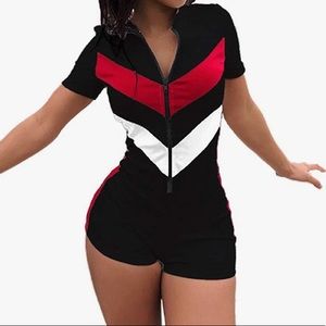 One Piece Sexy Jumpsuit Set For Women Crew Neck Bodycon Rompers